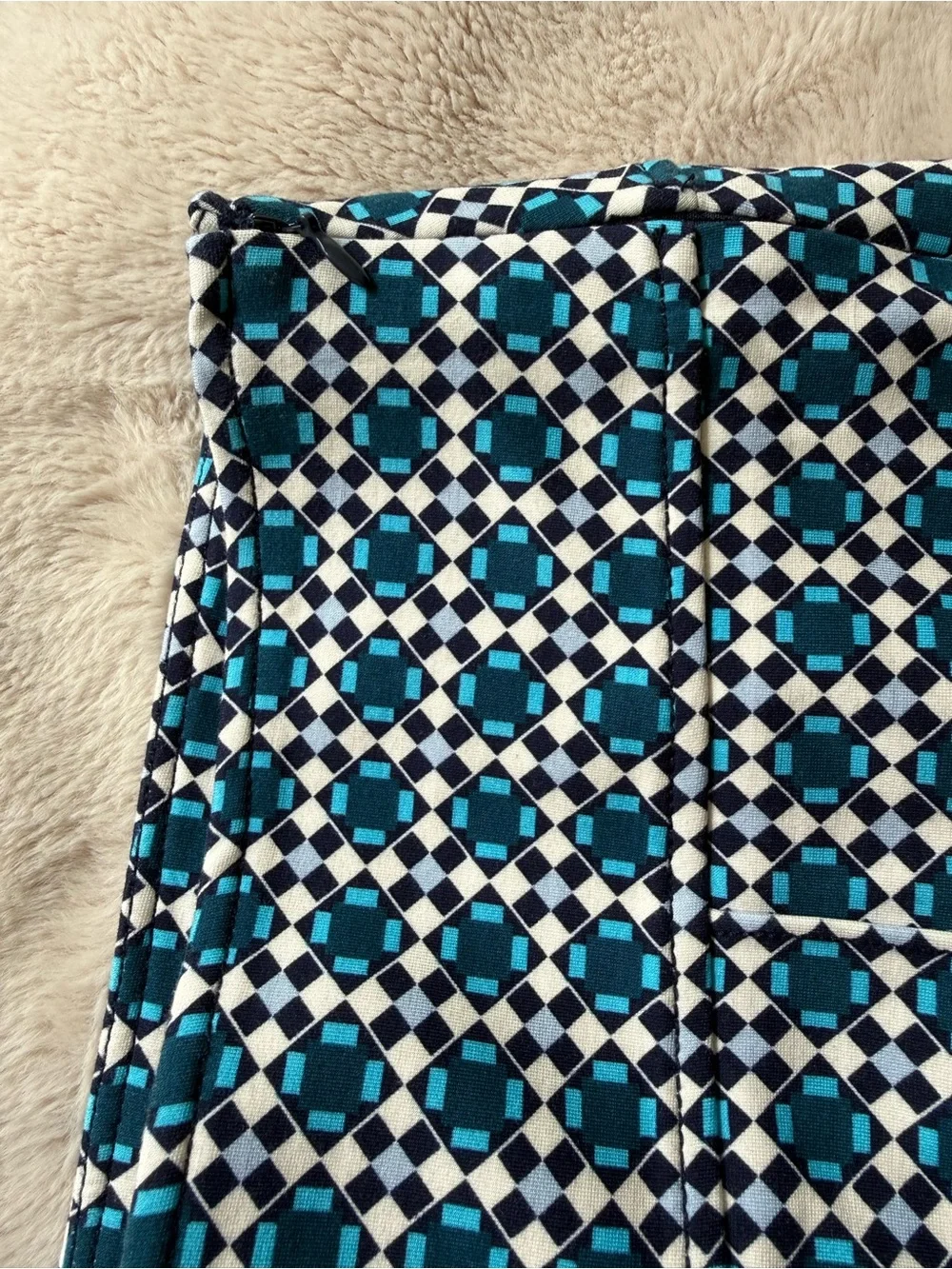 Anthropologie Maeve Tailored Mosaic Print Ankle Pants Blue Size M